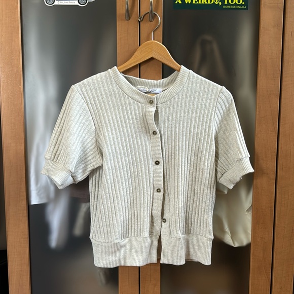 Project Social T  Como Button Front Fitted Sweater Rib Tee - Ash - Picture 2 of 5